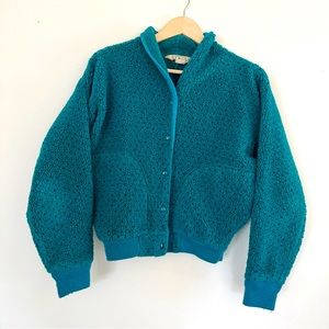 Vintage L.L. Bean Turquoise Snap Up Cropped Jacket